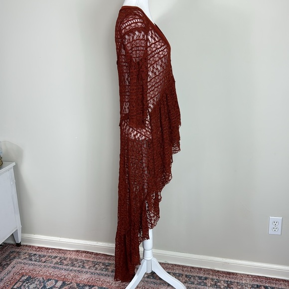 Vtg. Free People Lace Maxi High Low Blouse in Rust Size Small - Picture 3 of 5